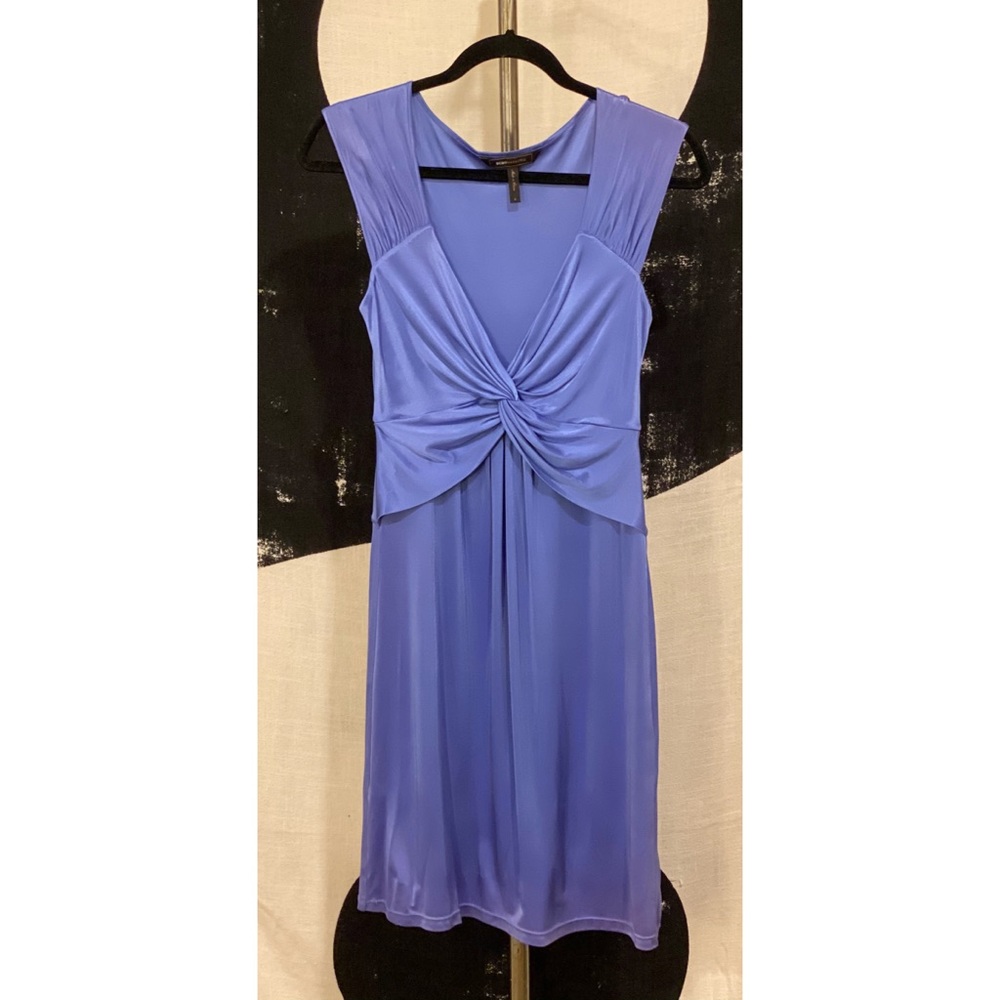 BCBG MaxAzria SM Violet Silky Gathered Mini Dress